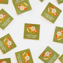 Load image into Gallery viewer, Good Things Take Time Woven Sewing and Quilting Labels