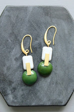 Load image into Gallery viewer, LEXE17 Hunter green and gray earrings