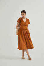 Load image into Gallery viewer, Fiona 100% Linen Wrap Side Tie Dress