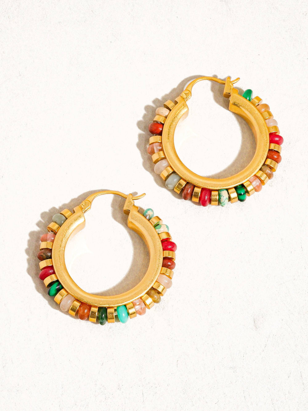 Capri 18K Gold Color Beaded Resort Hoop Earring FLA08