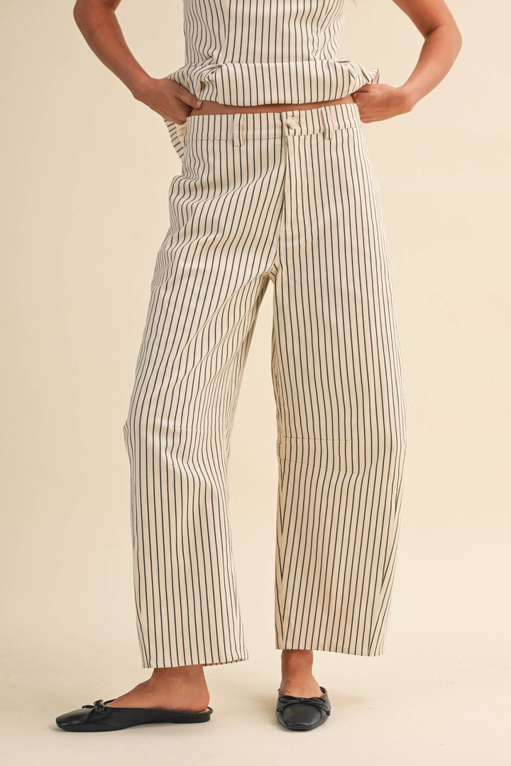 STRIPED BARREL PANTS