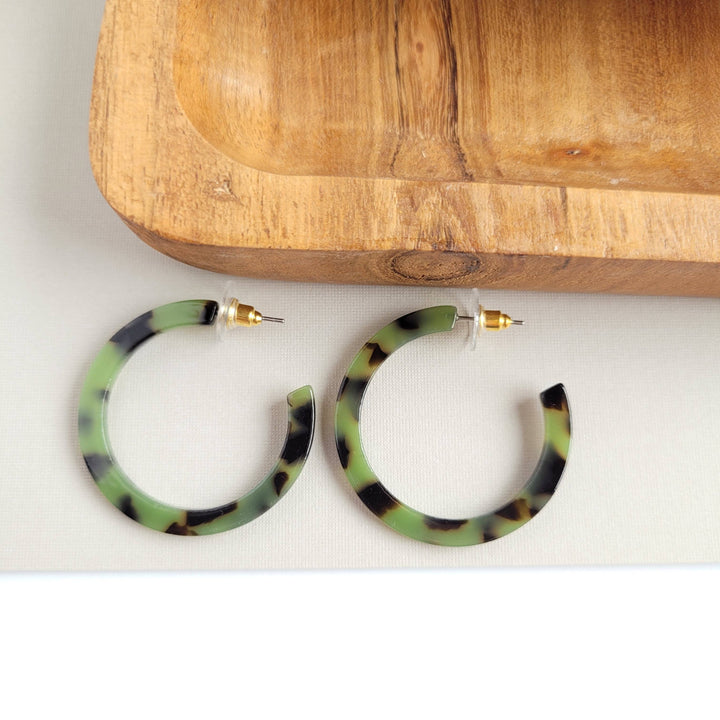 Camy Hoops - Olive Tortoise // Jewelry, Earrings, Fall SS236