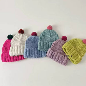 CHILDREN'S COLORFUL BALL SOFT KNITTED HAT ACC43