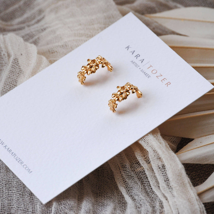Gold Floral Hoop Earrings KT24
