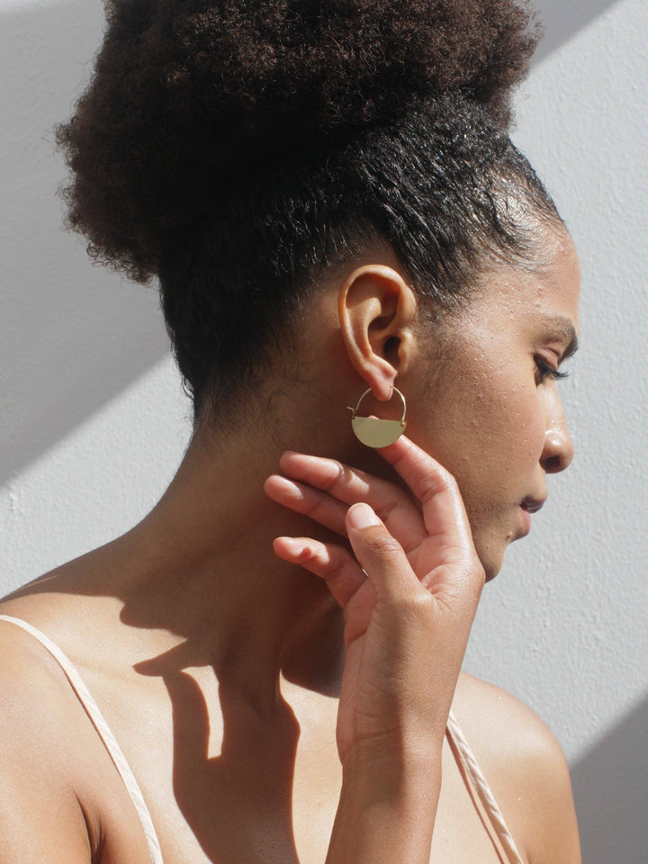 RK10 Matte Gold Half Moon Earrings