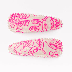 Moxie Neon Pink Floral Hair Clips FC02