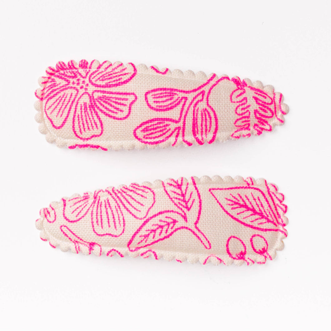 Moxie Neon Pink Floral Hair Clips FC02