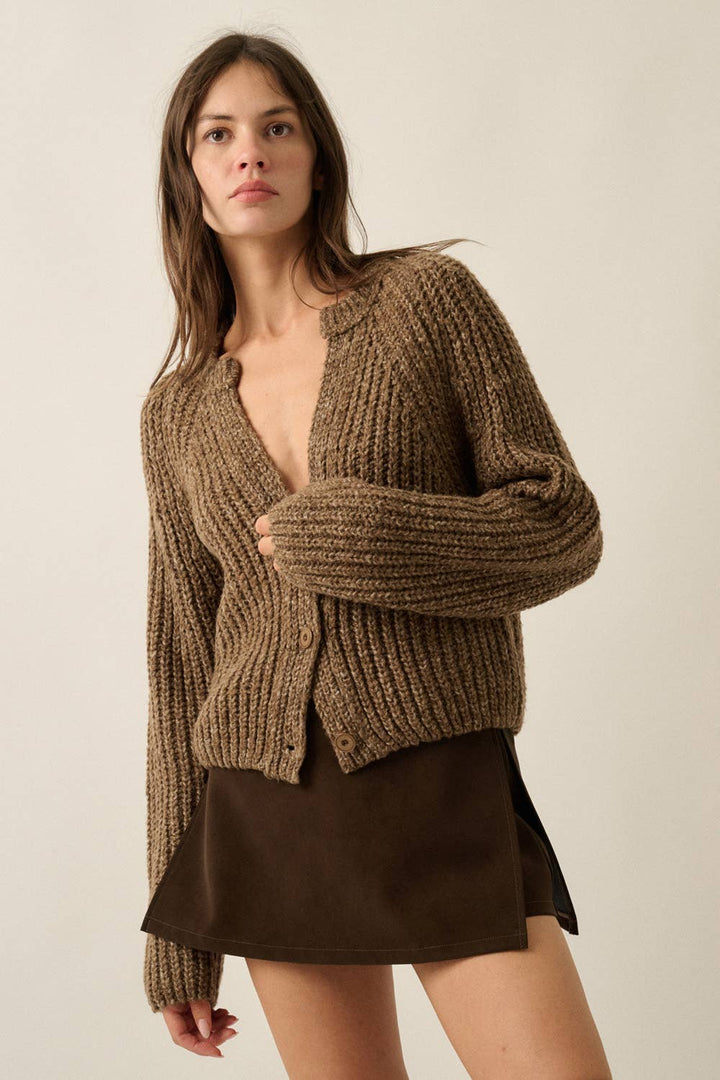 Confetti Button-Front Cardigan Sweater UT28