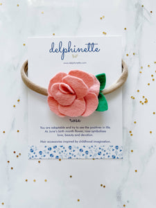 Pink Rose Baby Headband l June Birth Month Flower Gift
