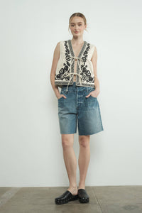 AA315 EMBROIDERED VEST JACKET WITH TIE