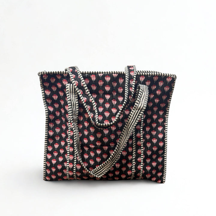 Block Print Quilted Bag ~ Black Rose DVS24