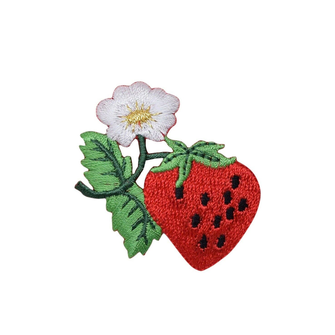 Strawberry - Strawberries White Blossom - Fruit - Food - Embroidered Patch -  Iron on Applique  IR