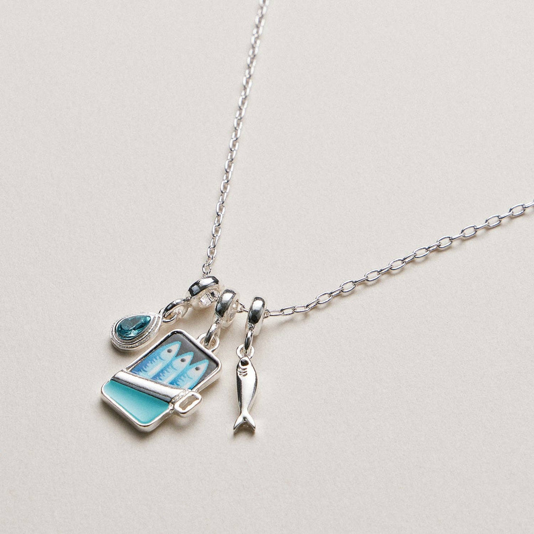 Gold Plated Fish Sardine Can Coastal Charm Necklace FRN24