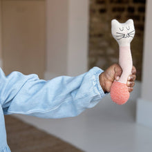 Load image into Gallery viewer, Cotton Knit Baby Rattle Toy - Cat Pink