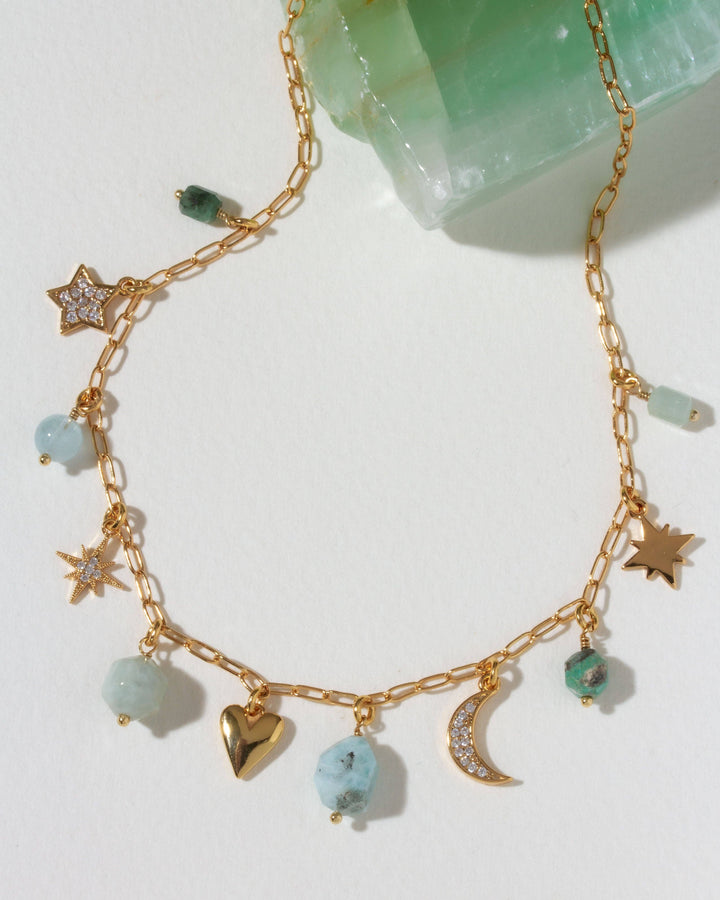 Blue Skies Gemstone Charm Necklace LN89