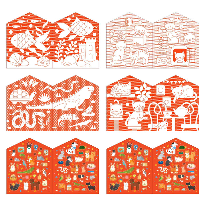 Coloring Book With Stickers: Pets