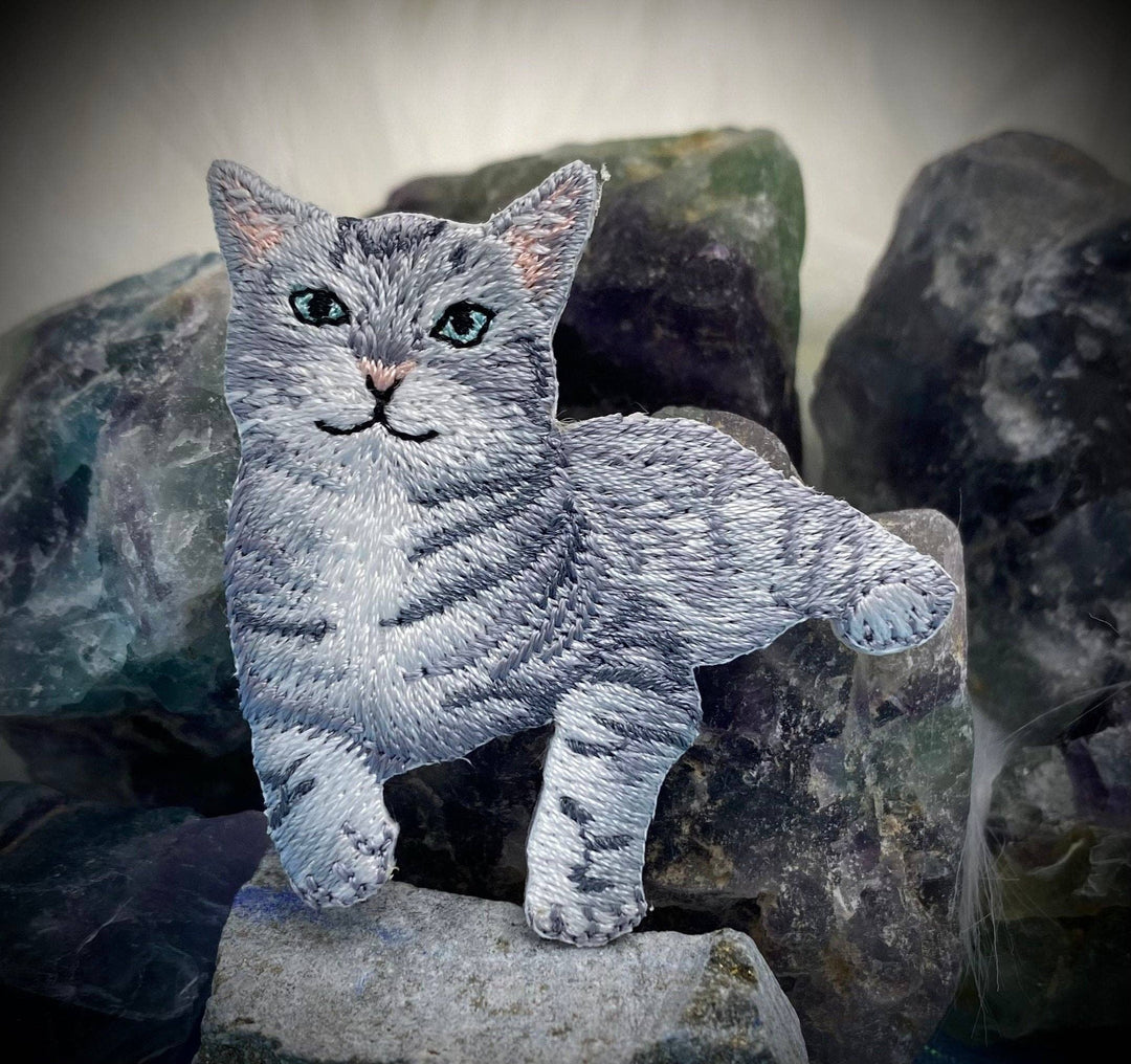 Gray Tabby Cat, Kitten, Pets, Animals, Iron on Patch IR