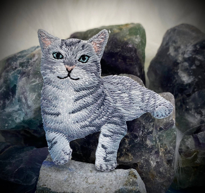 Gray Tabby Cat, Kitten, Pets, Animals, Iron on Patch IR