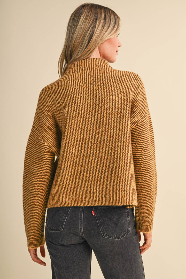 STRIPED SWEATER CARDIGAN WITH COLORFUL BUTTONS MS112