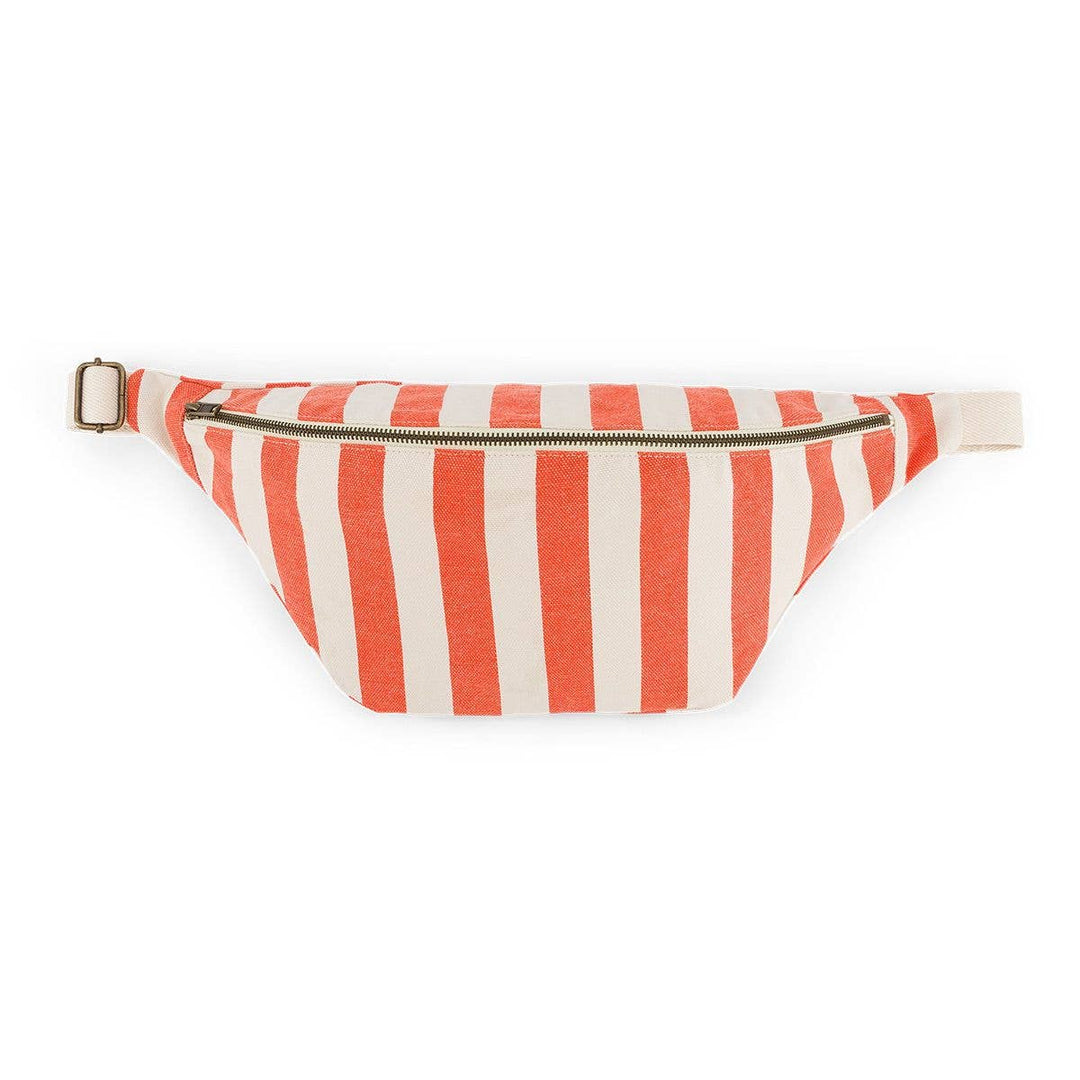 WOMEN BUM BAG STRIPES GREIGE / TOMATO
