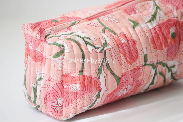 Peach poppies print travel/make up/organizer MH876