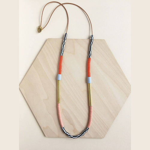 Colourblock Necklace - Rust & Lilac LA09