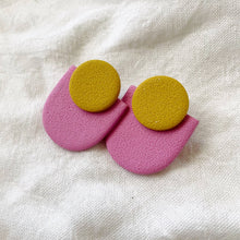 Load image into Gallery viewer, Etta | Two-toned Statement Stud Polymer Clay Earrings