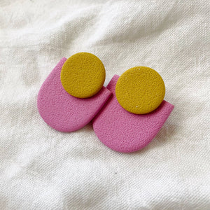 Etta | Two-toned Statement Stud Polymer Clay Earrings