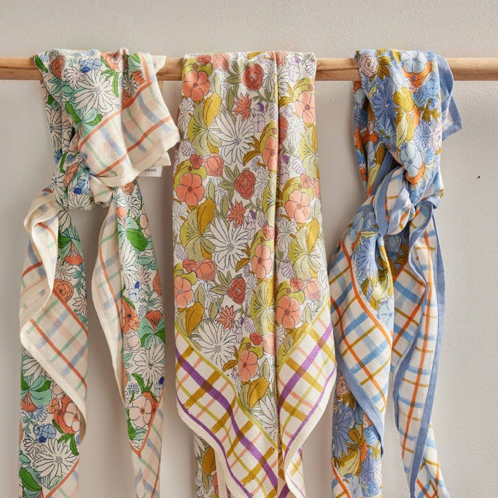 Magic Garden Green Indian Flower Print Scarf BH223