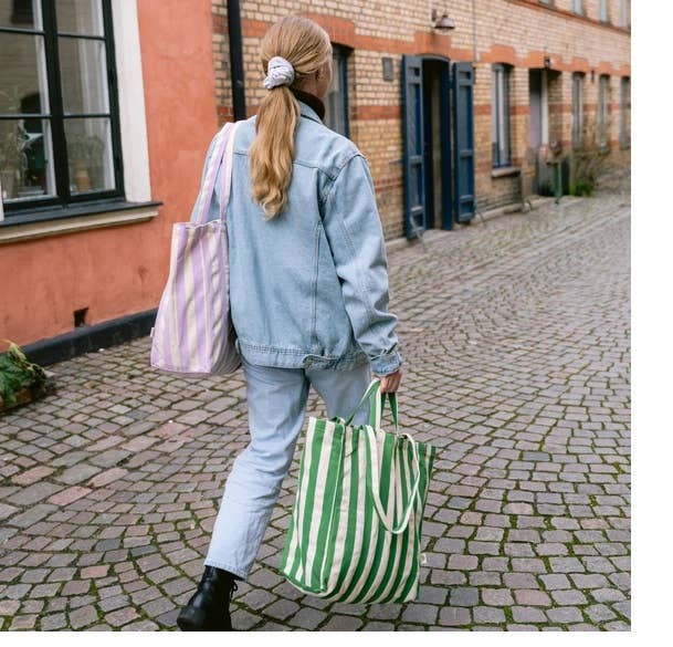 Striped Canvas Tote Bag