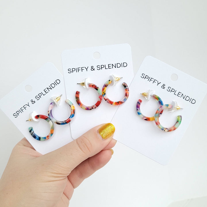 Cam Mini Hoops - Fiesta // Jewelry, Earrings, Best Seller, Gift SS524