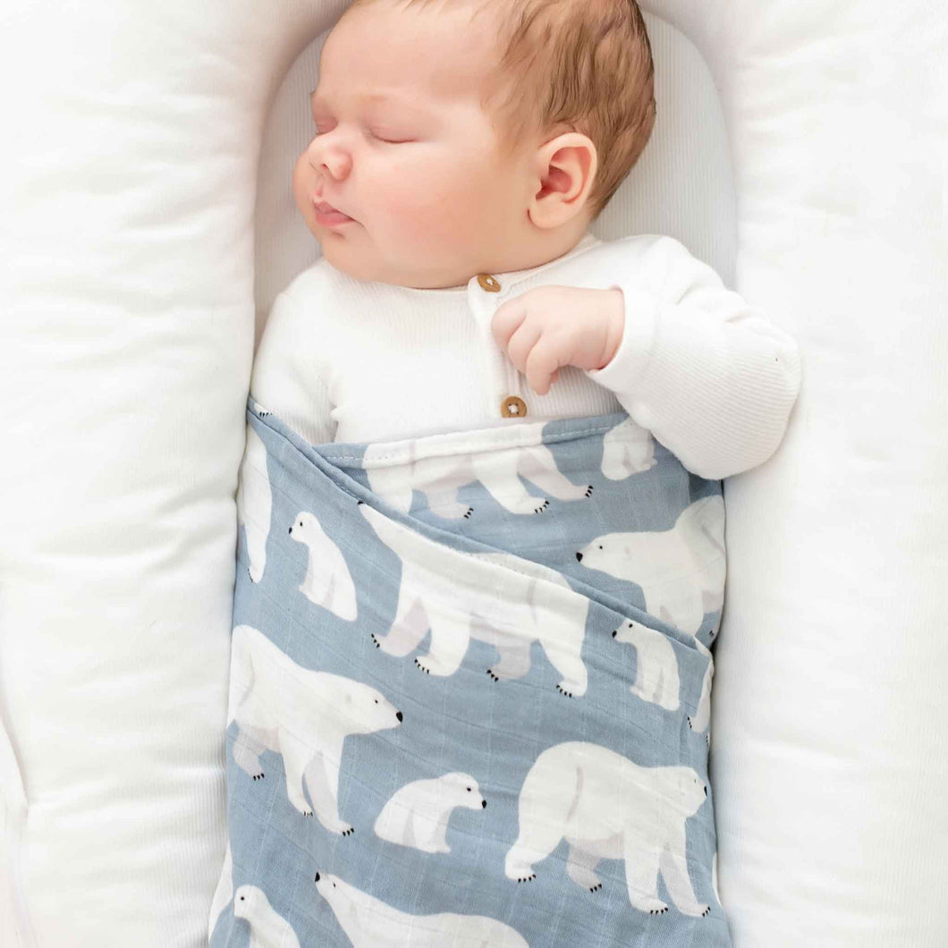 Bamboo Muslin Swaddle - Polar Bear