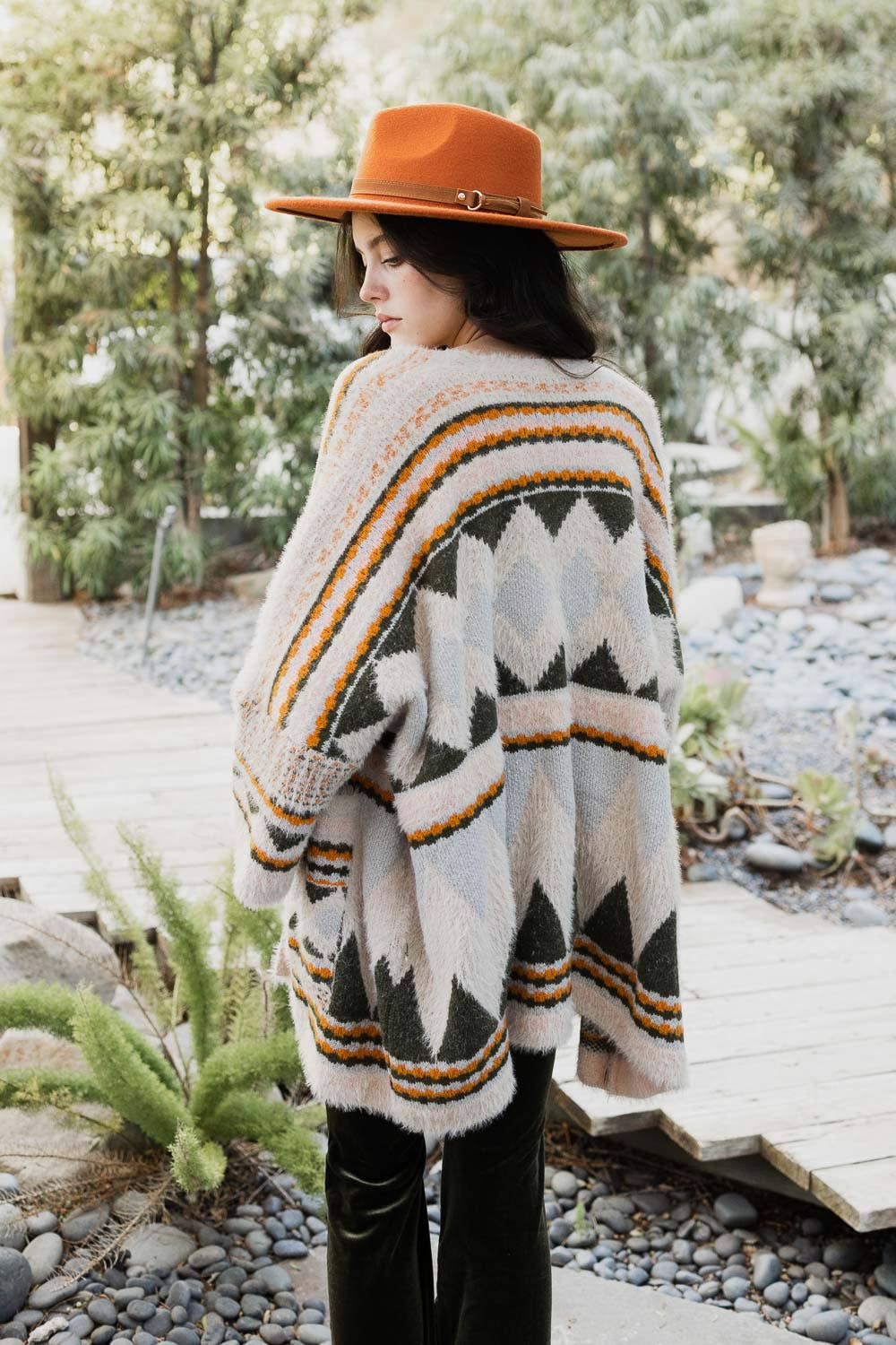 Western Faux Hair Pocket Ruana LT235