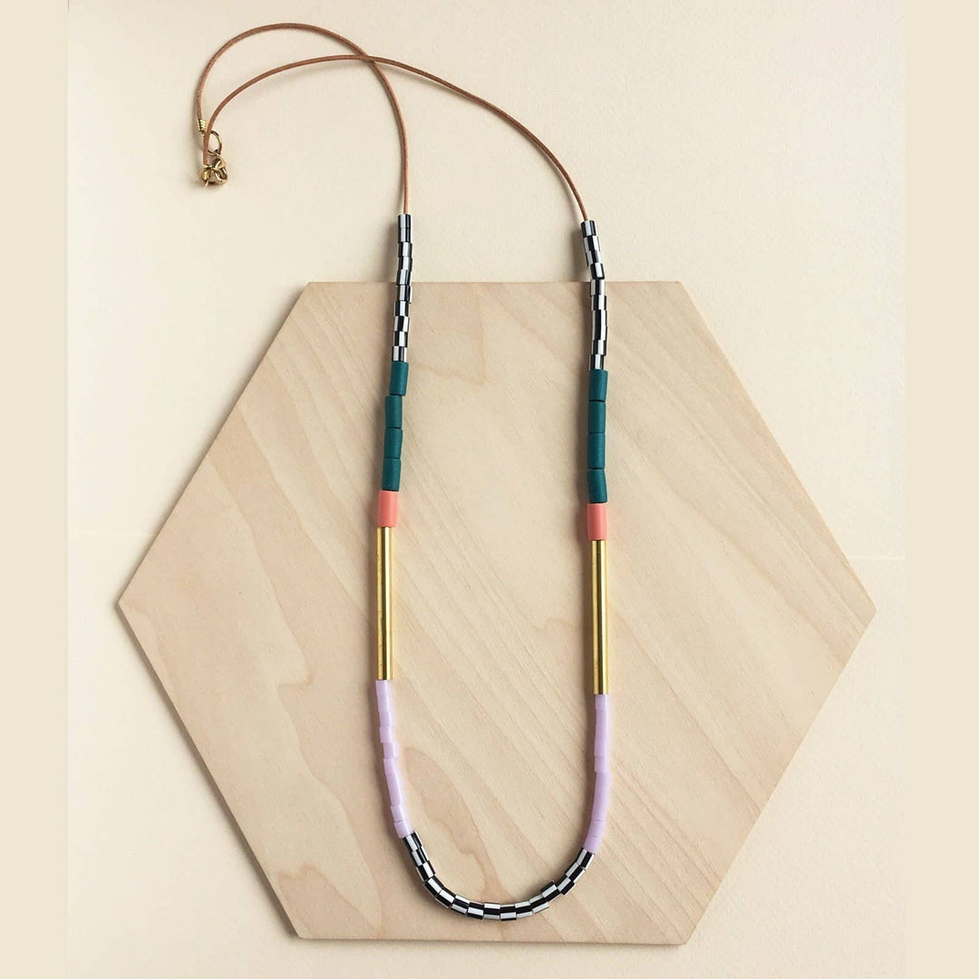Colourblock Necklace - Teal &amp; Pink LAN9