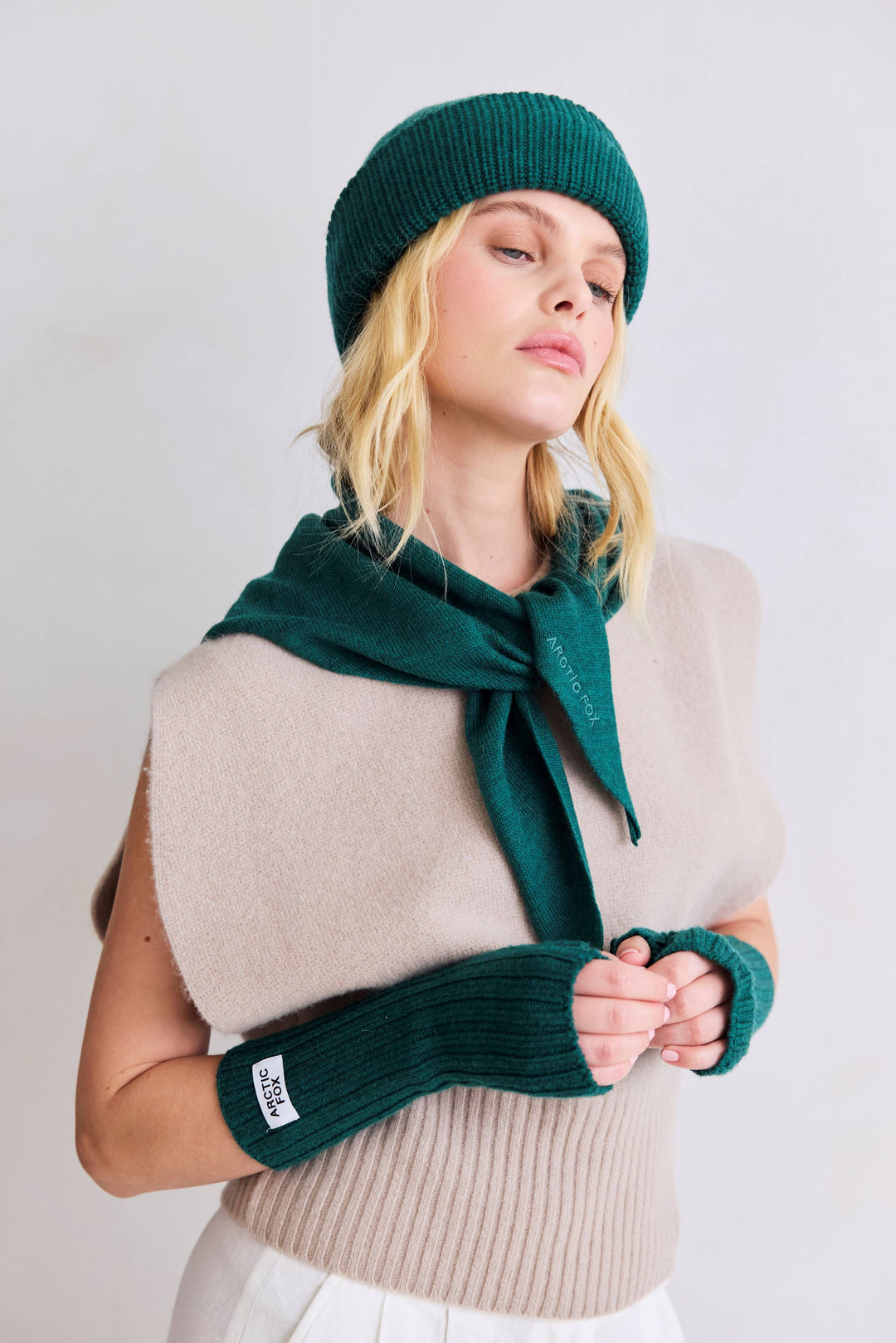 Merino Wool Fingerless Gloves - Alpine Fern