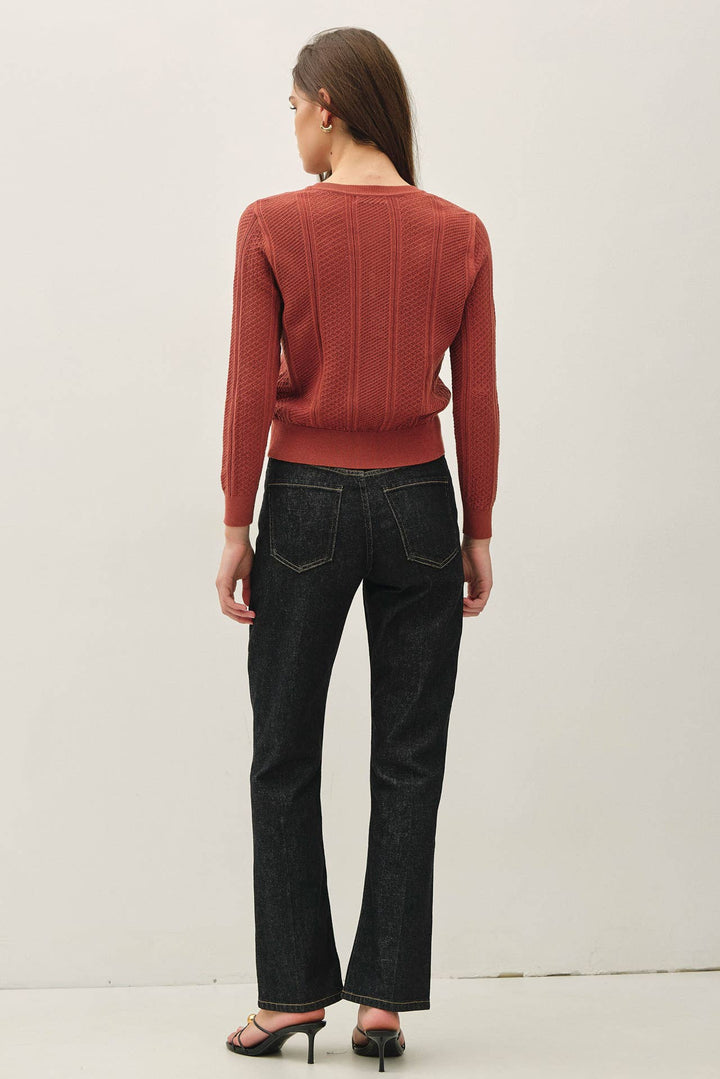 POINTELLE CROPPED SLIM CARDIGAN BC642