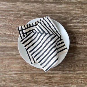 Natural Cotton Cloth Napkins, Fresh Painterly Stripes BB22