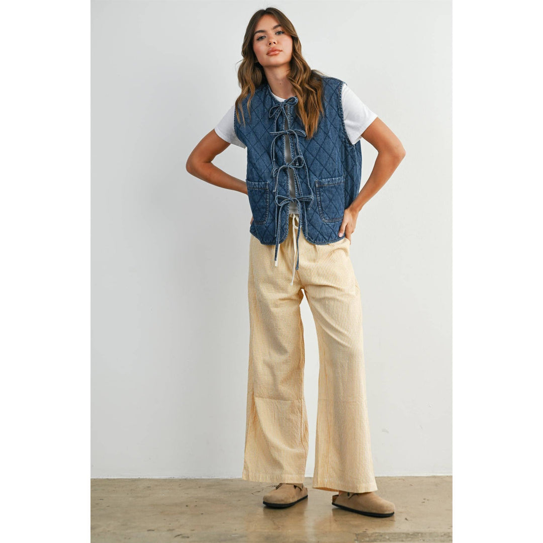 Quilted Tie-Front Vest - BMJ8086