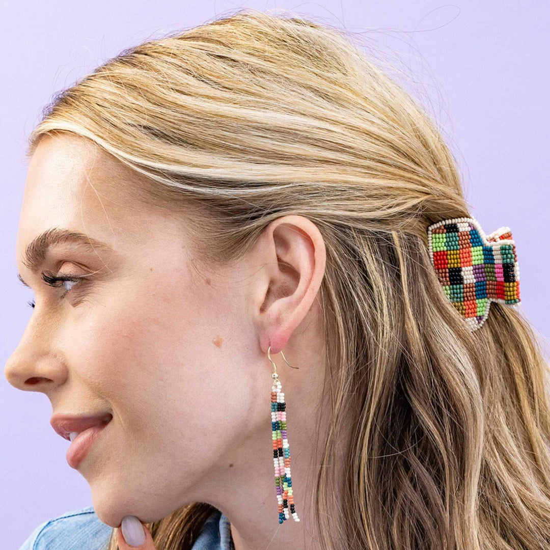 Gia Petite Multi-Color Checked Claw Multi-Check