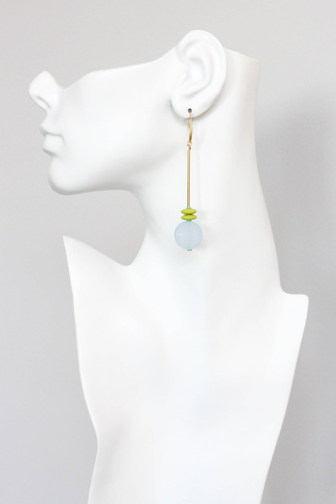 KYLE63 blue and chartreuse bauble geometric earrings