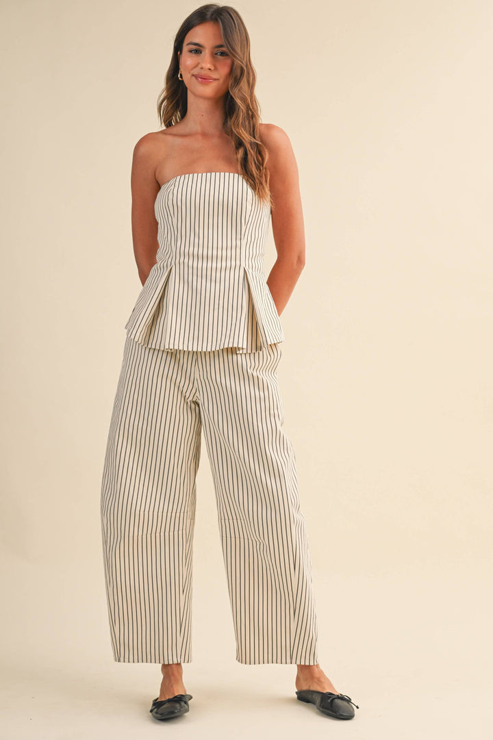 STRIPED BARREL PANTS