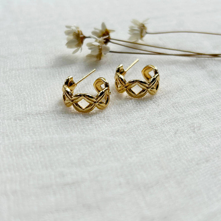 Dainty Gold Cross "X" Hoops KT978