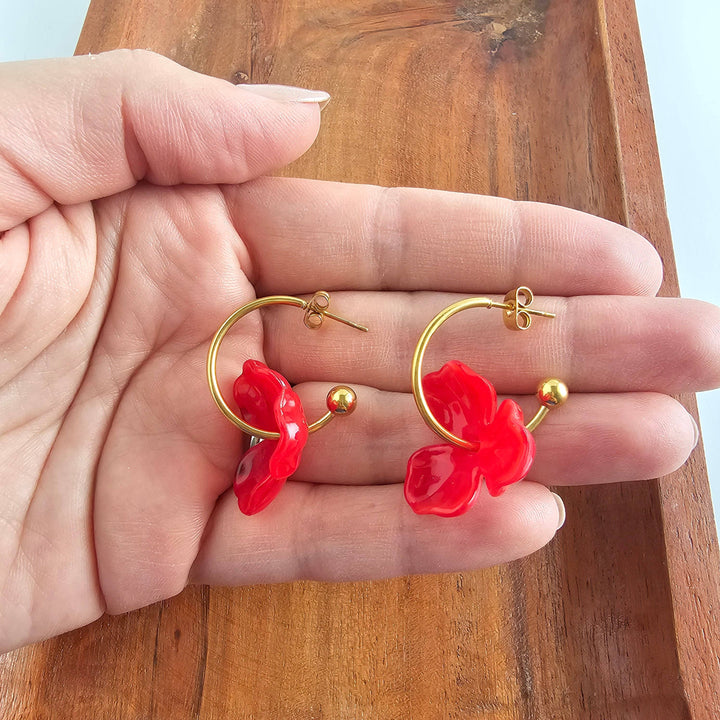 Magnolia Hoops - Poppy Red // Jewelry, Earrings, Fall SSF43