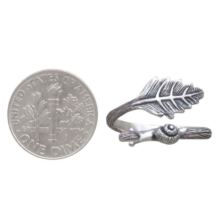 Adjustable Snail and Leaf Ring