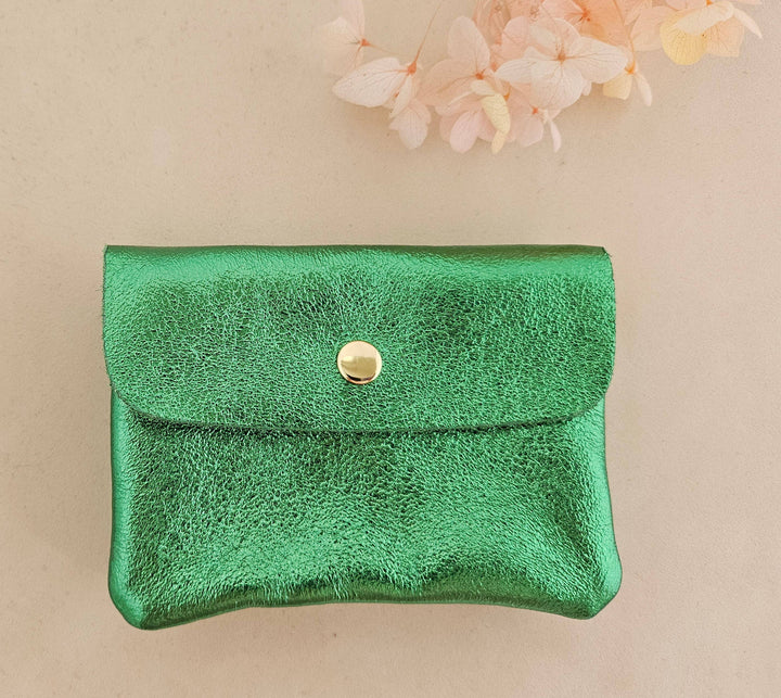 Metallic leather Kangoo wallet Mint RM38