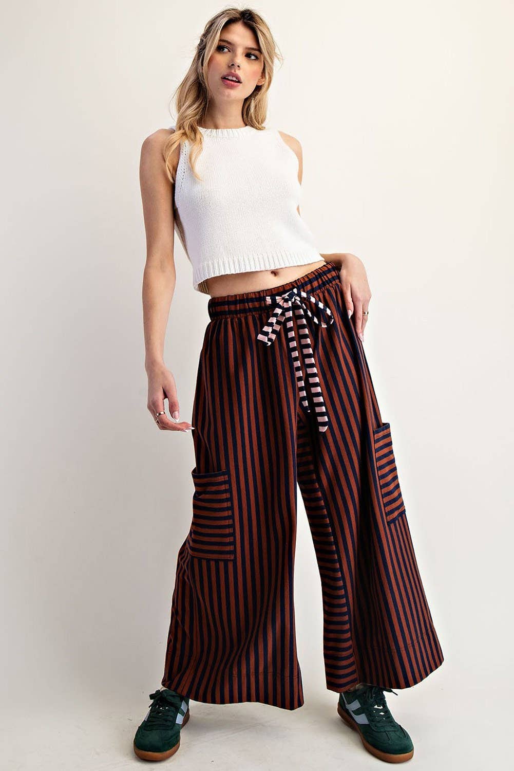 PL7632 - STRIPED SIDE POCKET PANTS