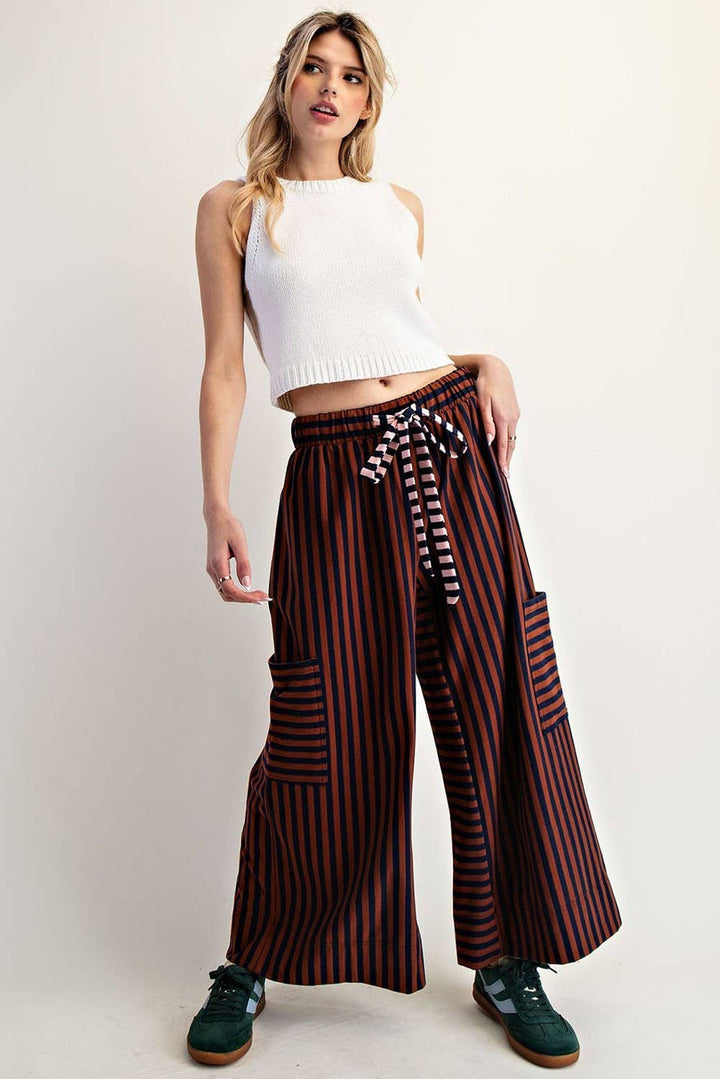 PL7632 - STRIPED SIDE POCKET PANTS