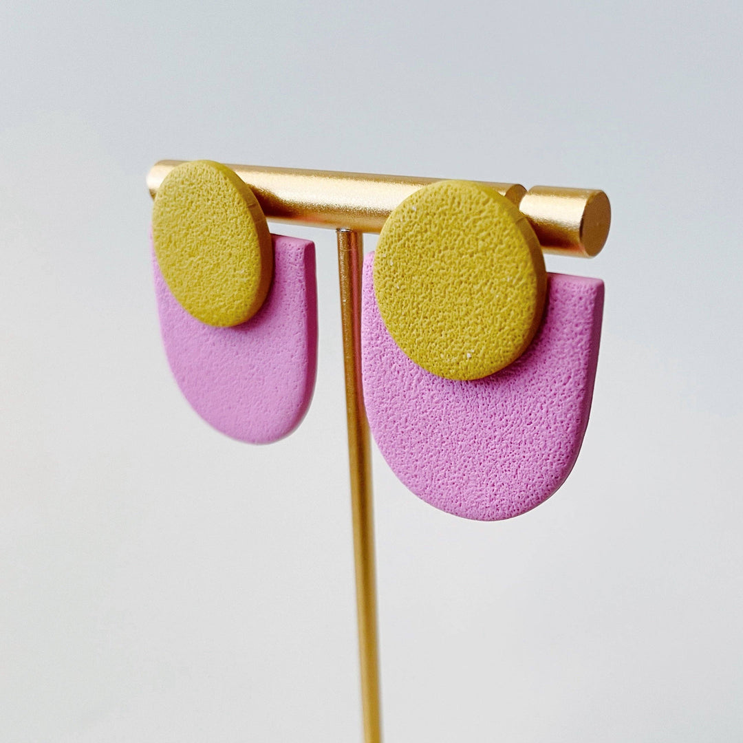 Etta | Two-toned Statement Stud Polymer Clay Earrings