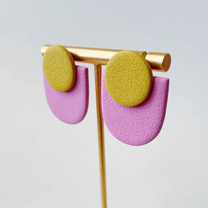 Etta | Two-toned Statement Stud Polymer Clay Earrings