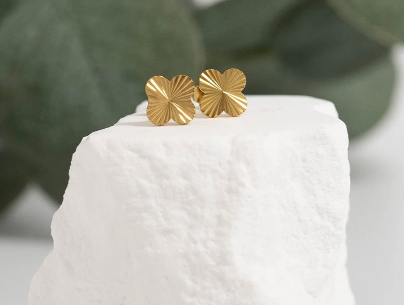Hartford clover gold plated studs-hypoallergenic BRE99